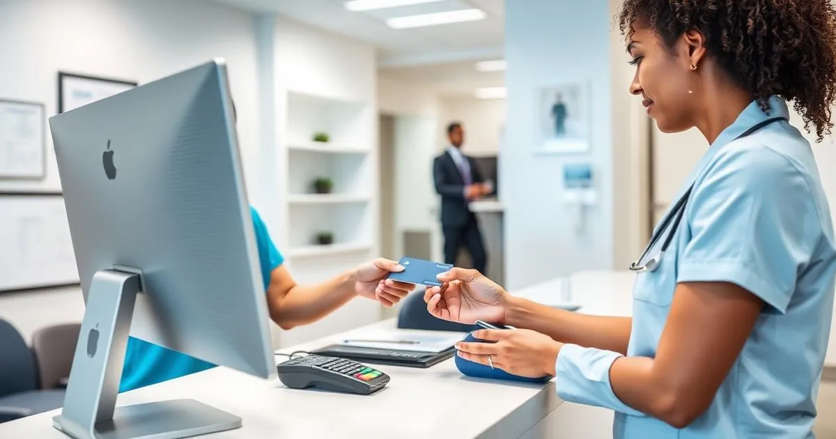 Healthcare office processing a patient payment