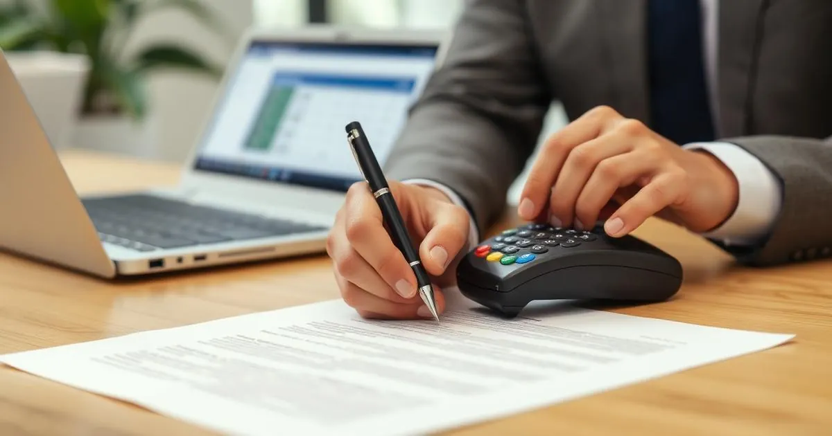 Business owner reviewing a payment processing contract