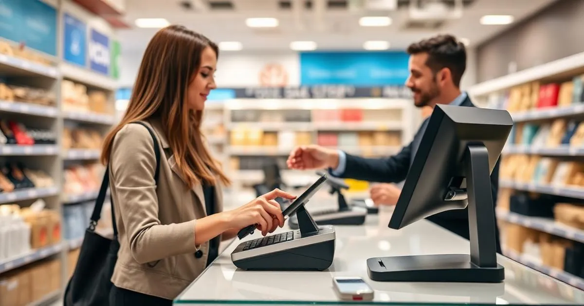 Customer checking out at a retail store