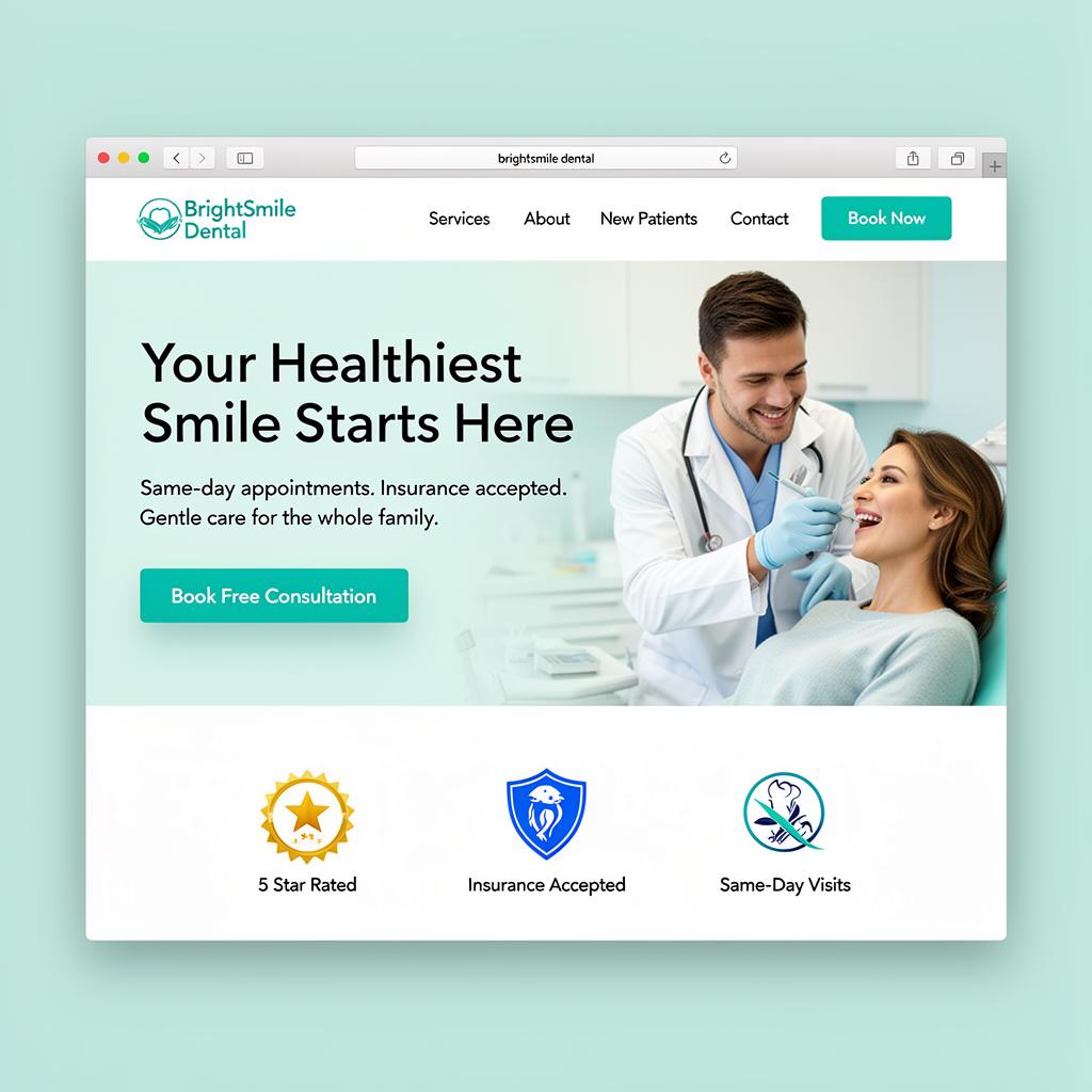 BrightSmile Dental website mockup designed by Payment USA